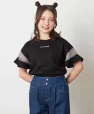 KJKFW51019 a.v.v KIDS(アー・ヴェ・ヴェ) [140-150]袖シアー切り替えトップス ブラック