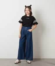 KJKFW51019 a.v.v KIDS(アー・ヴェ・ヴェ) [140-150]袖シアー切り替えトップス ブラック