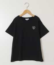 KJKFX40029 a.v.v KIDS(アー・ヴェ・ヴェ) [160]ハートワッペン半袖Tシャツ ブラック