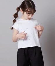 KJKFX41029 a.v.v KIDS(アー・ヴェ・ヴェ) [160]ラインストーン半袖Ｔシャツ ライトイエロー