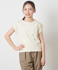 KJKFX41029 a.v.v KIDS(アー・ヴェ・ヴェ) [160]ラインストーン半袖Ｔシャツ ライトイエロー