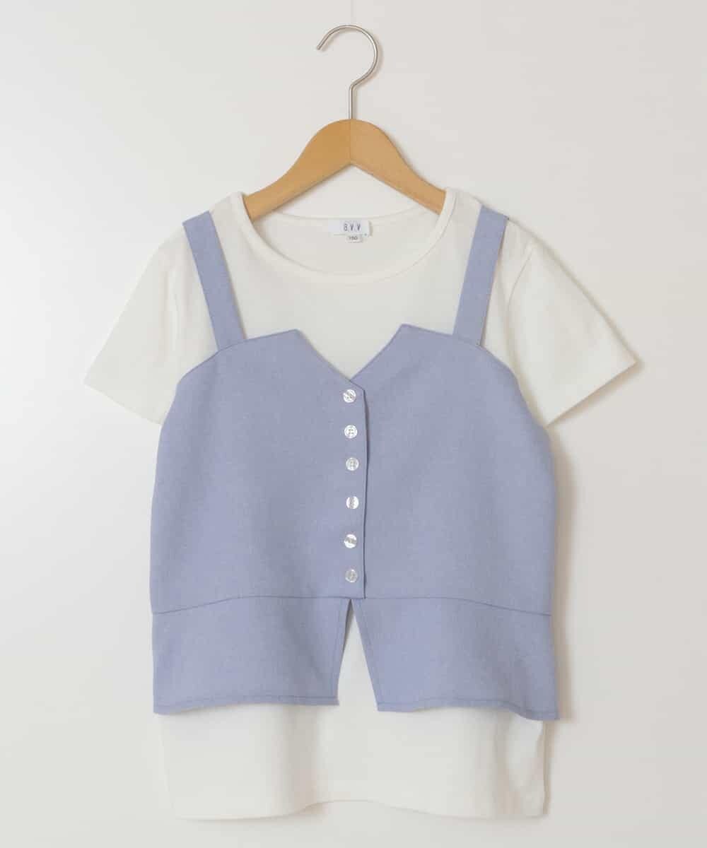 KJKFX42039 a.v.v KIDS(アー・ヴェ・ヴェ) [160]【セットアップ対応】麻調キャミドッキングトップス ライトブルー