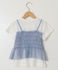 KJKFX43044 a.v.v KIDS(アー・ヴェ・ヴェ) [160]チュールキャミドッキングＴシャツ ブラック