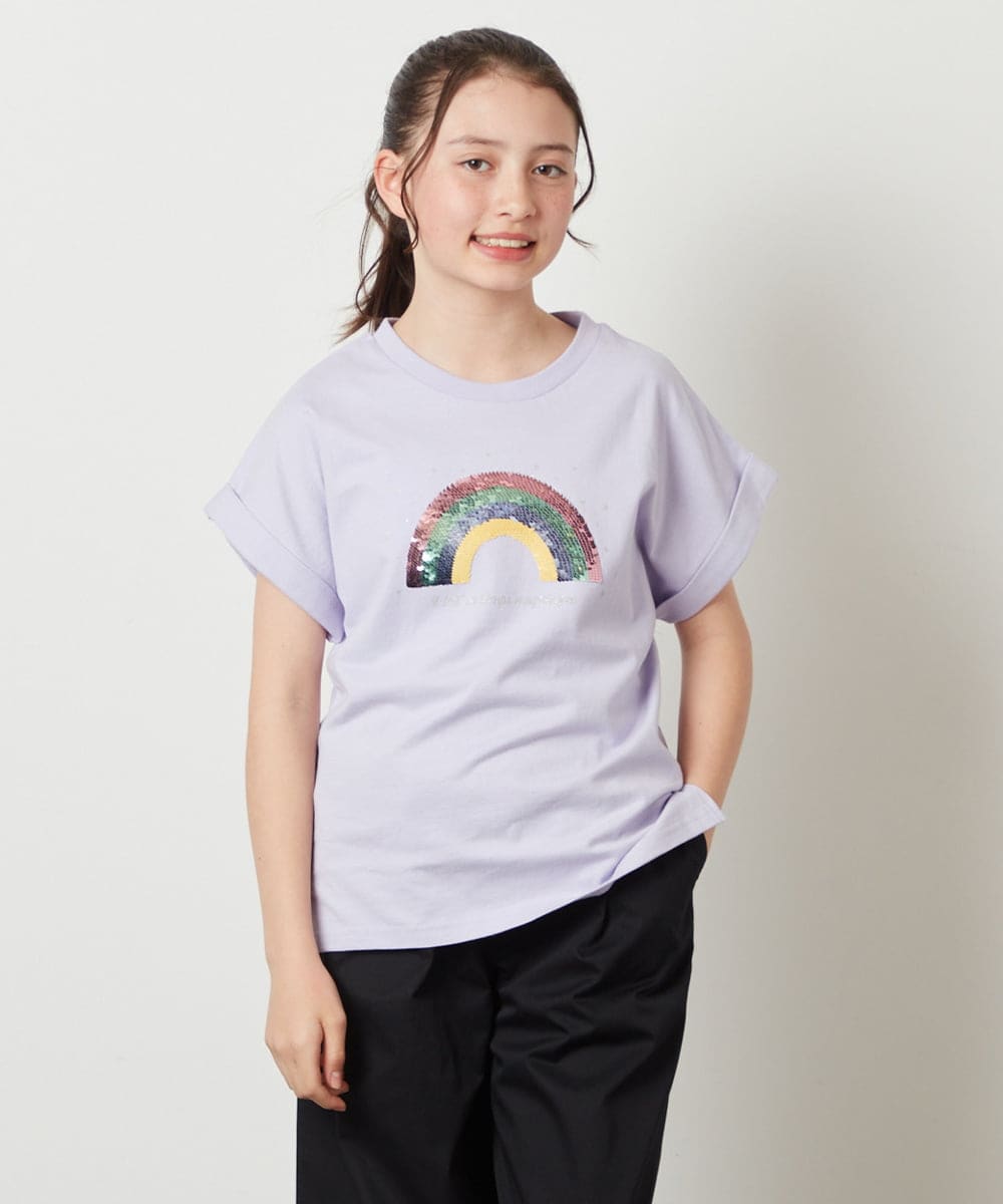 KJKFX46029 a.v.v KIDS(アー・ヴェ・ヴェ) [160]スパンコールＴシャツ ホワイト