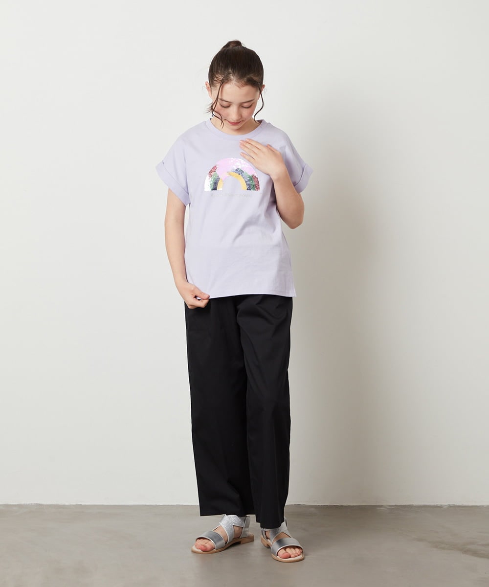 KJKFX46029 a.v.v KIDS(アー・ヴェ・ヴェ) [160]スパンコールＴシャツ ホワイト
