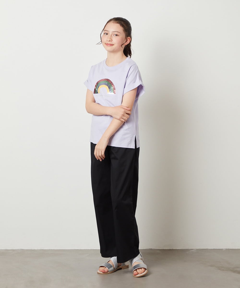 KJKFX46029 a.v.v KIDS(アー・ヴェ・ヴェ) [160]スパンコールＴシャツ ホワイト