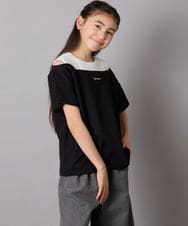 KJKGA03024 a.v.v KIDS(アー・ヴェ・ヴェ) [120-130]オフショルレイヤードロゴTシャツ ライトブルー