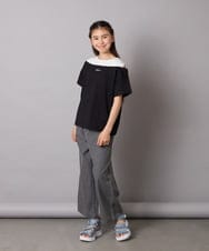 KJKGA03024 a.v.v KIDS(アー・ヴェ・ヴェ) [120-130]オフショルレイヤードロゴTシャツ ライトブルー