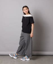KJKGA03024 a.v.v KIDS(アー・ヴェ・ヴェ) [120-130]オフショルレイヤードロゴTシャツ ライトブルー