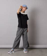 KJKGA03024 a.v.v KIDS(アー・ヴェ・ヴェ) [120-130]オフショルレイヤードロゴTシャツ ライトブルー