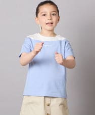 KJKGA03024 a.v.v KIDS(アー・ヴェ・ヴェ) [120-130]オフショルレイヤードロゴTシャツ ライトブルー