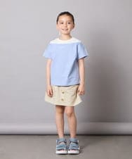 KJKGA03024 a.v.v KIDS(アー・ヴェ・ヴェ) [120-130]オフショルレイヤードロゴTシャツ ライトブルー