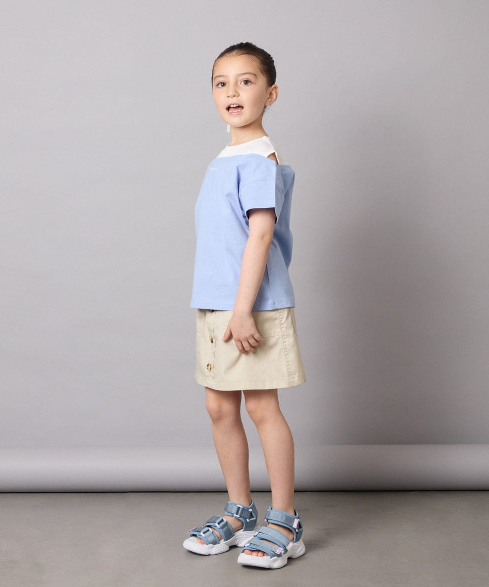 KJKGA03024 a.v.v KIDS(アー・ヴェ・ヴェ) [120-130]オフショルレイヤードロゴTシャツ ライトブルー