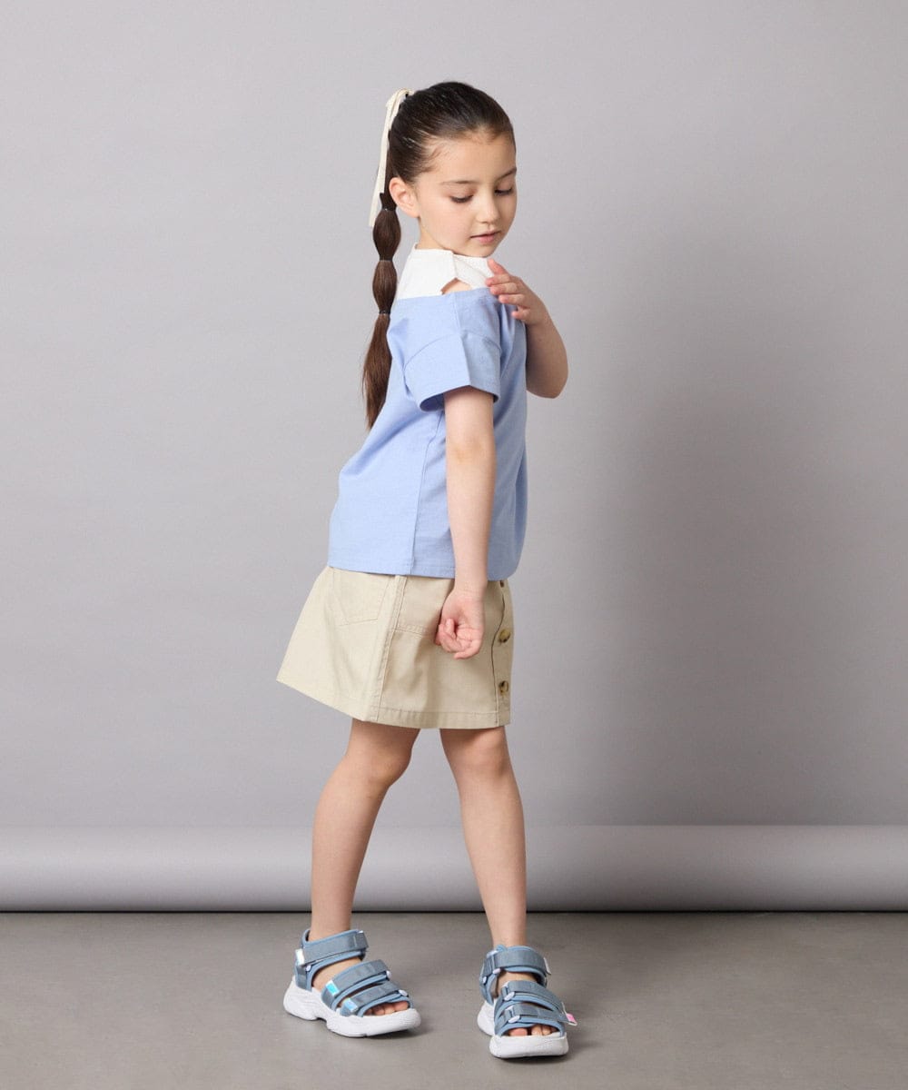 KJKGA03024 a.v.v KIDS(アー・ヴェ・ヴェ) [120-130]オフショルレイヤードロゴTシャツ ライトブルー