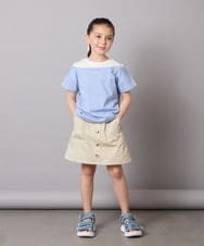 KJKGA03024 a.v.v KIDS(アー・ヴェ・ヴェ) [120-130]オフショルレイヤードロゴTシャツ ライトブルー