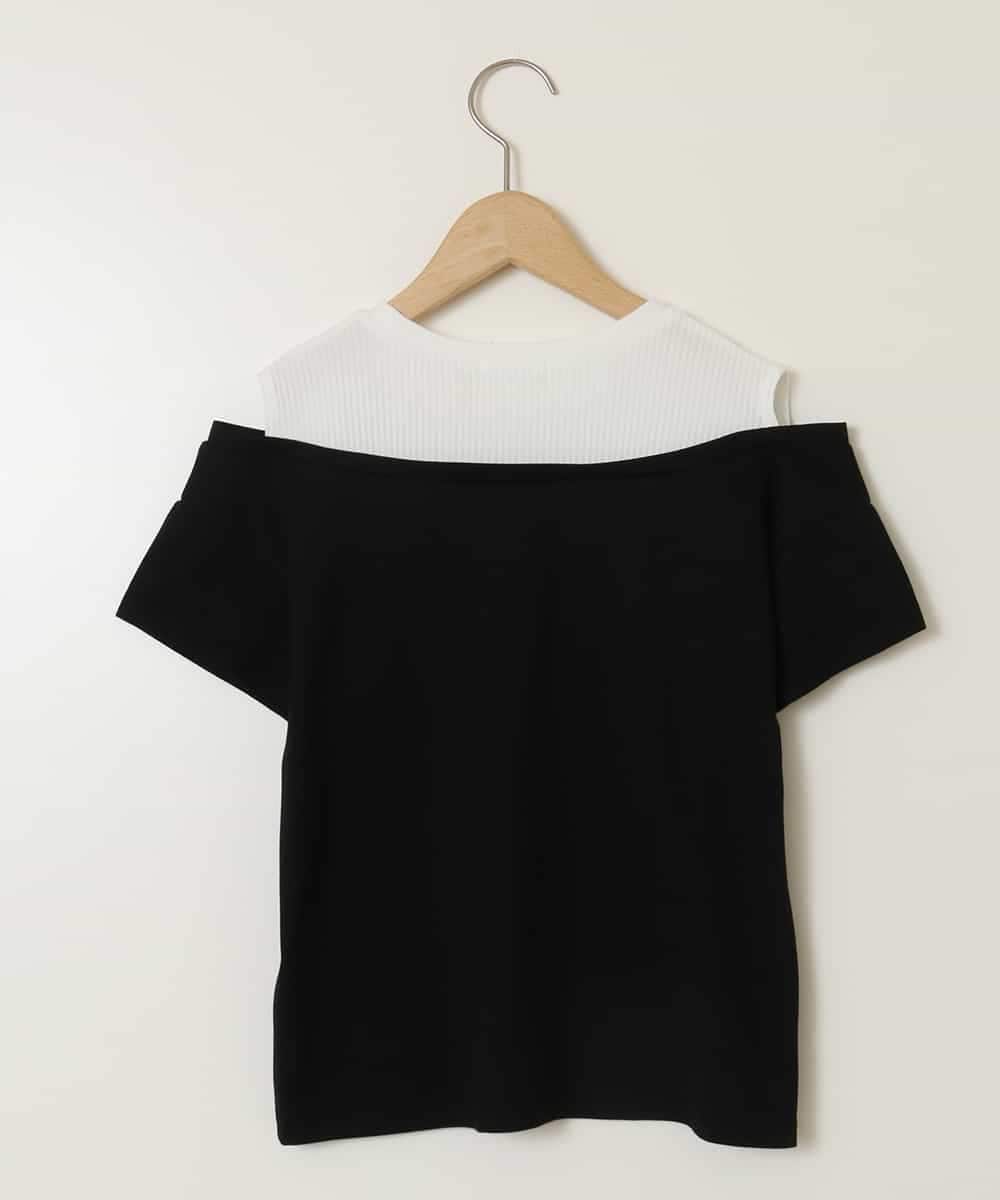 KJKGA03024 a.v.v KIDS(アー・ヴェ・ヴェ) [120-130]オフショルレイヤードロゴTシャツ ブラック