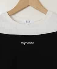 KJKGA03024 a.v.v KIDS(アー・ヴェ・ヴェ) [120-130]オフショルレイヤードロゴTシャツ ブラック
