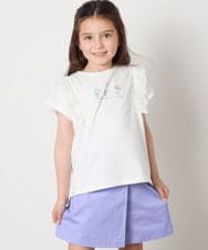 KJKGA13029 a.v.v KIDS(アー・ヴェ・ヴェ) [100-150]【接触冷感】肩フリルモチーフＴシャツ ラベンダー