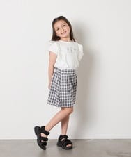 KJKGA13029 a.v.v KIDS(アー・ヴェ・ヴェ) [100-150]【接触冷感】肩フリルモチーフＴシャツ ラベンダー