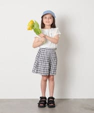 KJKGA13029 a.v.v KIDS(アー・ヴェ・ヴェ) [100-150]【接触冷感】肩フリルモチーフＴシャツ ラベンダー