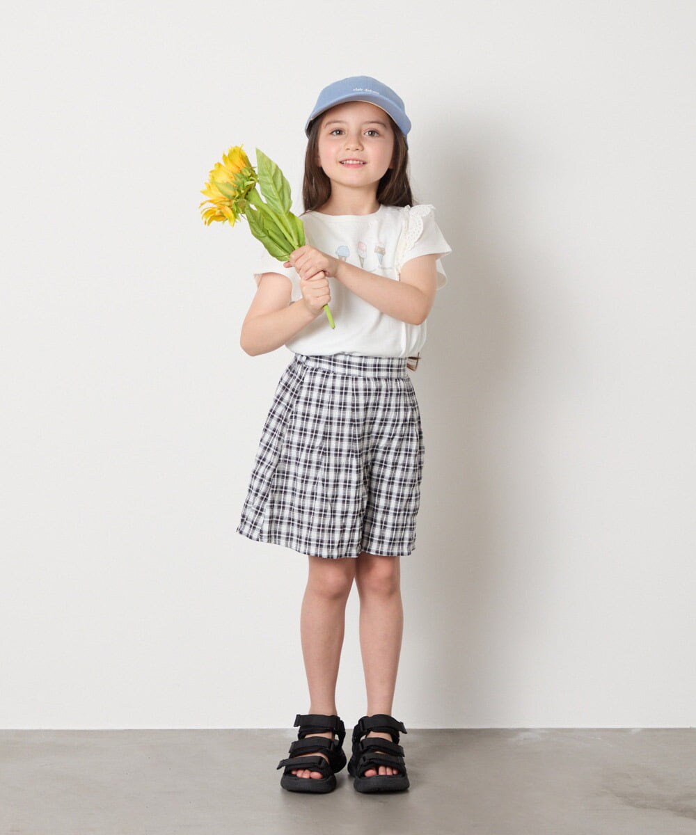 KJKGA13029 a.v.v KIDS(アー・ヴェ・ヴェ) [100-150]【接触冷感】肩フリルモチーフＴシャツ ラベンダー