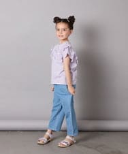 KJKGA13029 a.v.v KIDS(アー・ヴェ・ヴェ) [100-150]【接触冷感】肩フリルモチーフＴシャツ ラベンダー