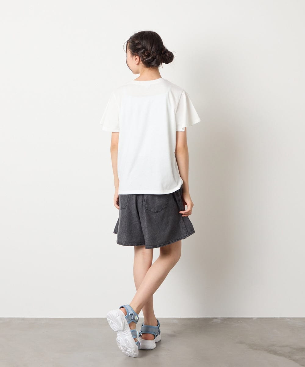 KJKGA20009 a.v.v KIDS(アー・ヴェ・ヴェ) [100-160]【WEB限定/接触冷感】フレアスリーブプチロゴTシャツ ホワイト