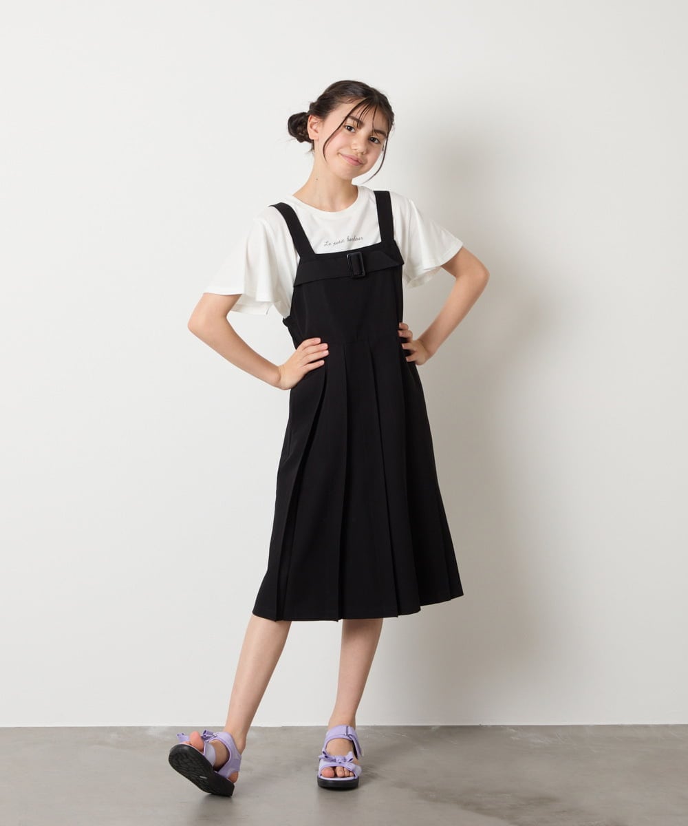 KJKGA20009 a.v.v KIDS(アー・ヴェ・ヴェ) [100-160]【WEB限定/接触冷感】フレアスリーブプチロゴTシャツ ホワイト