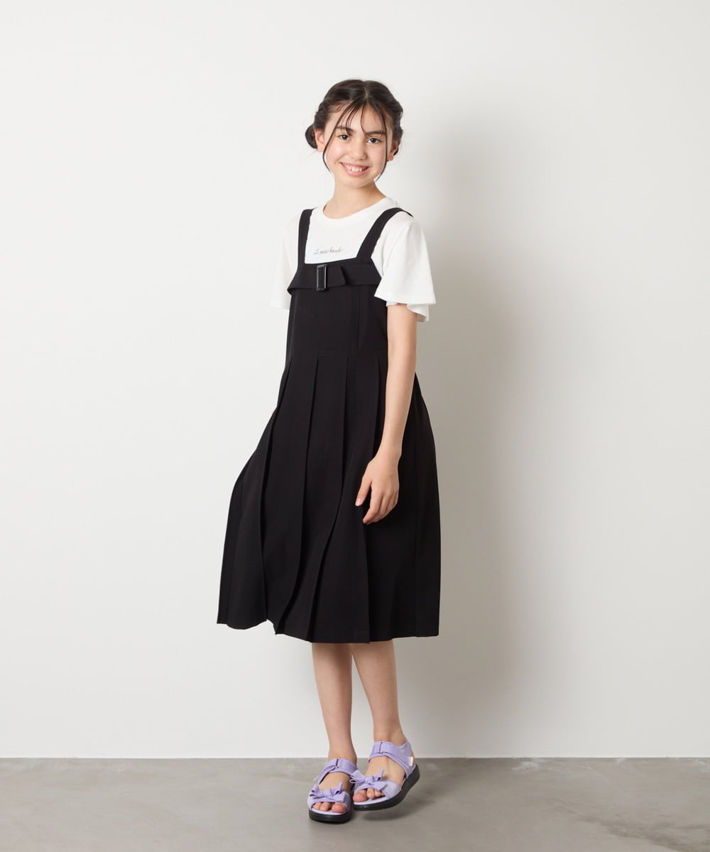 KJKGA20009 a.v.v KIDS(アー・ヴェ・ヴェ) [100-160]【WEB限定/接触冷感】フレアスリーブプチロゴTシャツ ホワイト