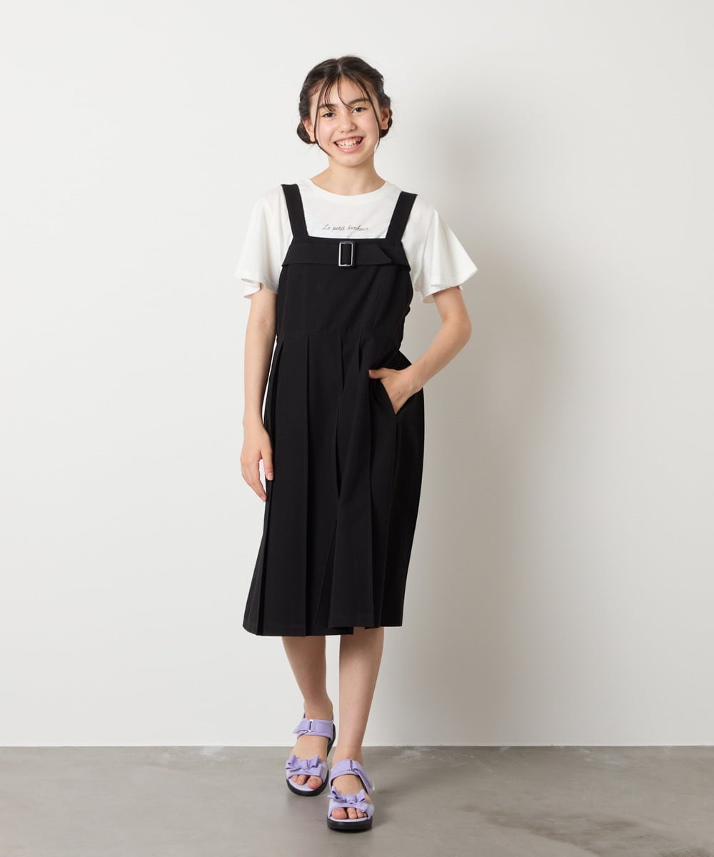 KJKGA20009 a.v.v KIDS(アー・ヴェ・ヴェ) [100-160]【WEB限定/接触冷感】フレアスリーブプチロゴTシャツ ホワイト