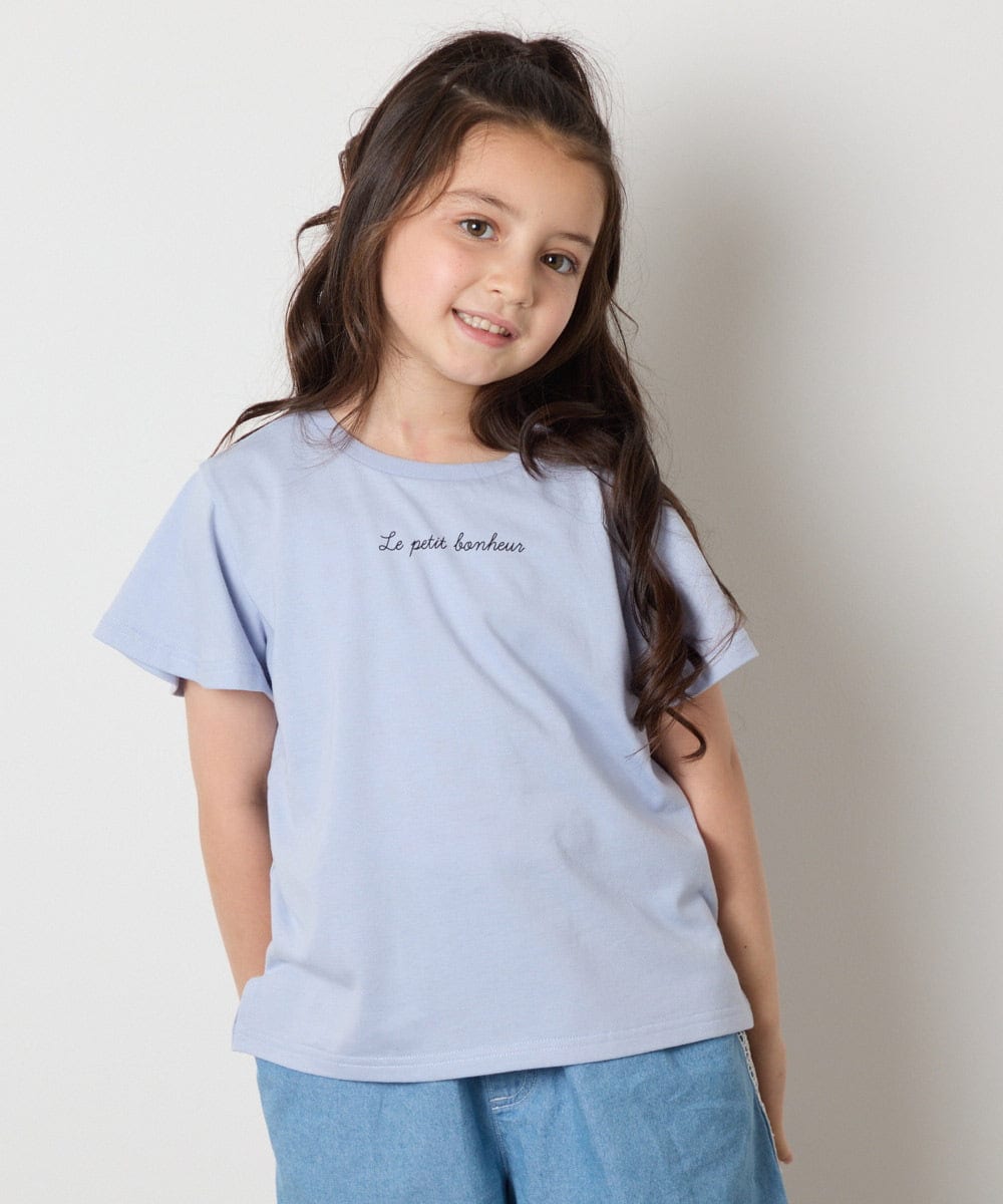 KJKGA20009 a.v.v KIDS(アー・ヴェ・ヴェ) [100-160]【WEB限定/接触冷感】フレアスリーブプチロゴTシャツ ホワイト