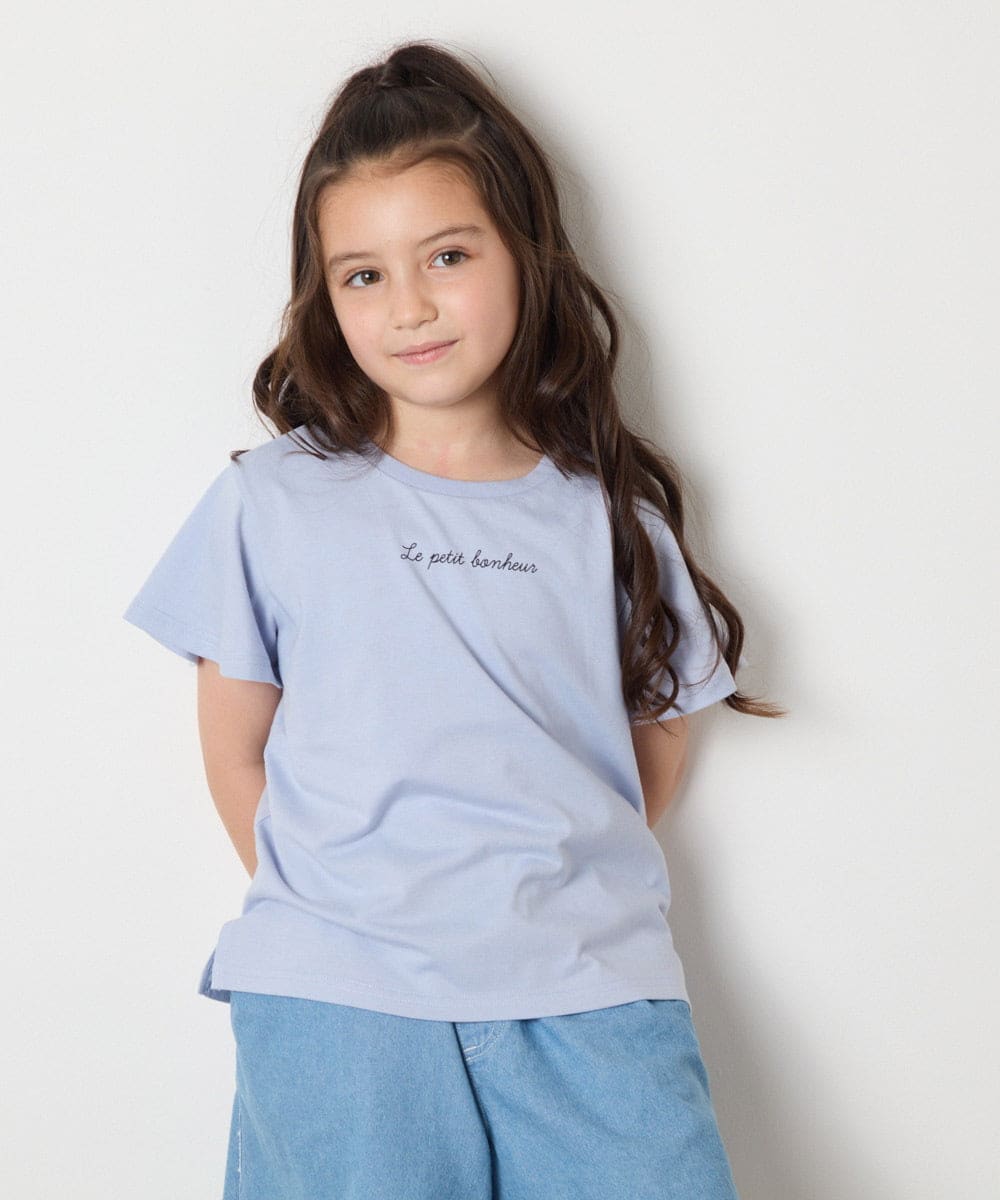 KJKGA20009 a.v.v KIDS(アー・ヴェ・ヴェ) [100-160]【WEB限定/接触冷感】フレアスリーブプチロゴTシャツ ホワイト