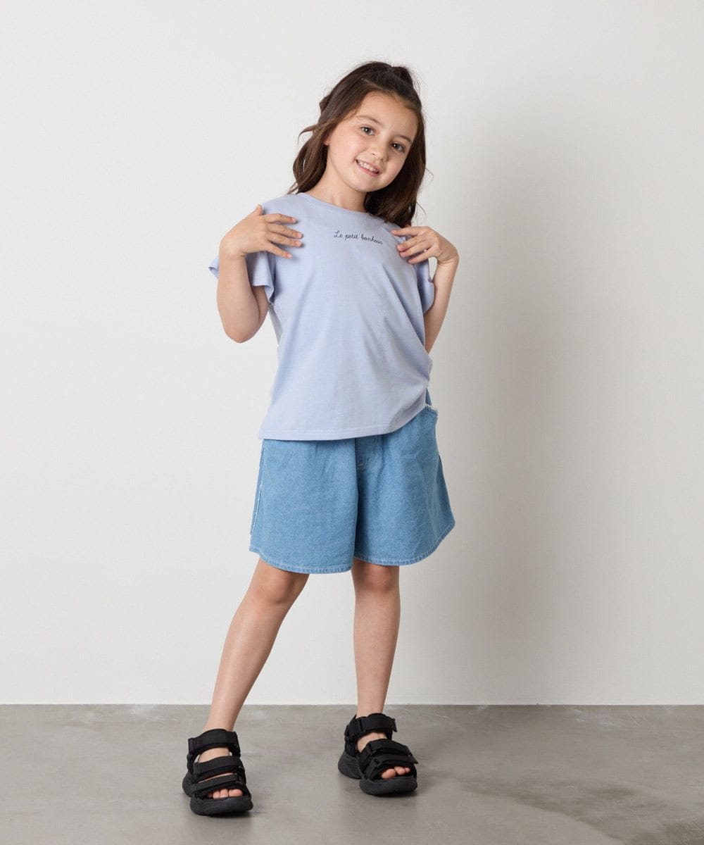 KJKGA20009 a.v.v KIDS(アー・ヴェ・ヴェ) [100-160]【WEB限定/接触冷感】フレアスリーブプチロゴTシャツ ホワイト