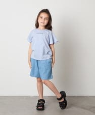 KJKGA20009 a.v.v KIDS(アー・ヴェ・ヴェ) [100-160]【WEB限定/接触冷感】フレアスリーブプチロゴTシャツ ホワイト