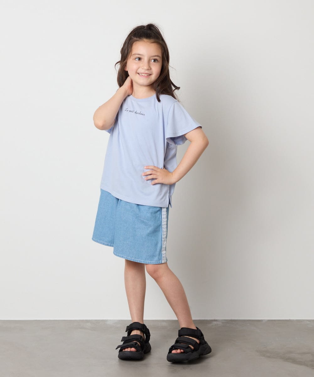 KJKGA20009 a.v.v KIDS(アー・ヴェ・ヴェ) [100-160]【WEB限定/接触冷感】フレアスリーブプチロゴTシャツ ホワイト
