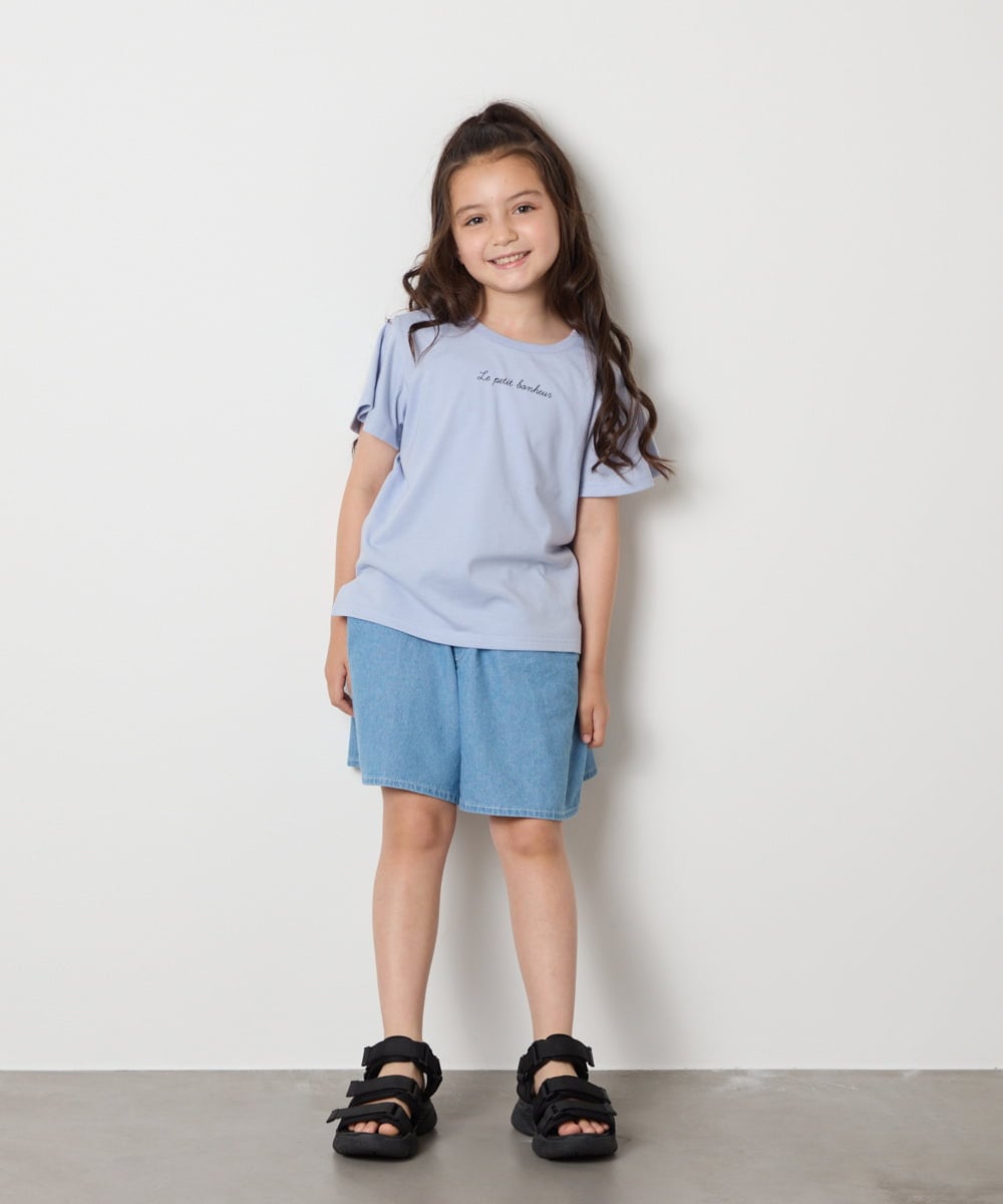 KJKGA20009 a.v.v KIDS(アー・ヴェ・ヴェ) [100-160]【WEB限定/接触冷感】フレアスリーブプチロゴTシャツ ホワイト