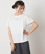 KJKGA20009 a.v.v KIDS(アー・ヴェ・ヴェ) [100-160]【WEB限定/接触冷感】フレアスリーブプチロゴTシャツ ホワイト