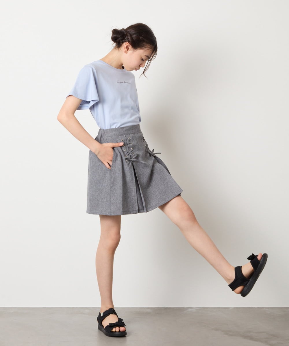 KJKGA20009 a.v.v KIDS(アー・ヴェ・ヴェ) [100-160]【WEB限定/接触冷感】フレアスリーブプチロゴTシャツ ホワイト