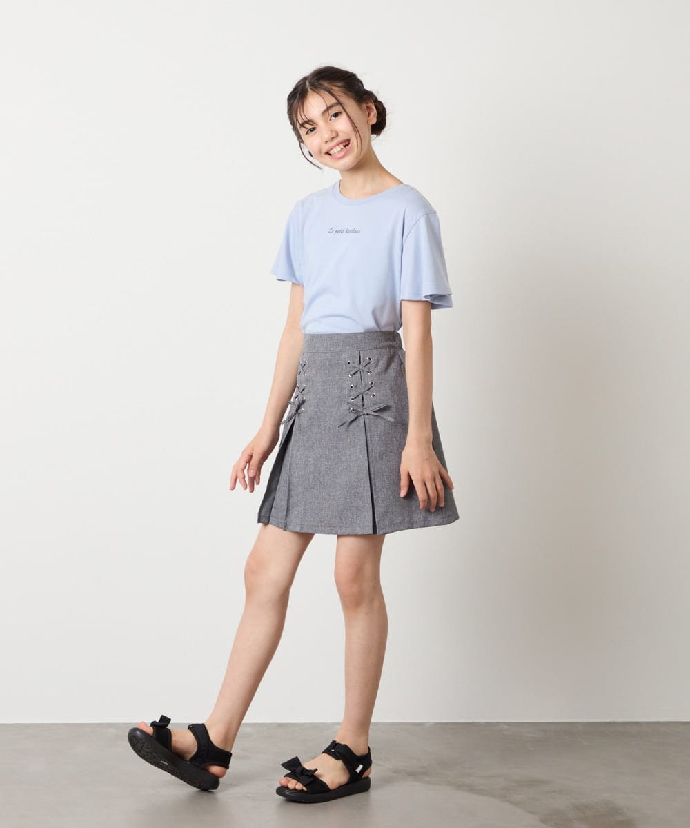 KJKGA20009 a.v.v KIDS(アー・ヴェ・ヴェ) [100-160]【WEB限定/接触冷感】フレアスリーブプチロゴTシャツ ホワイト