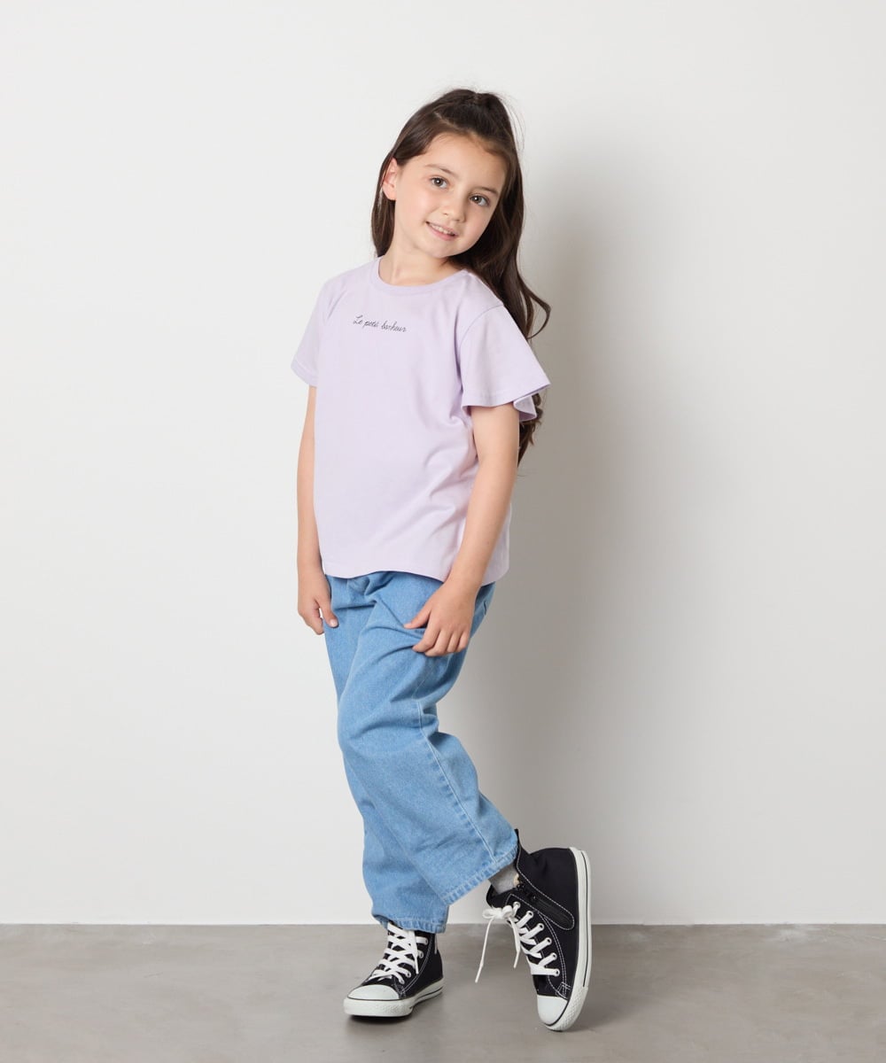 KJKGA20009 a.v.v KIDS(アー・ヴェ・ヴェ) [100-160]【WEB限定/接触冷感】フレアスリーブプチロゴTシャツ ホワイト