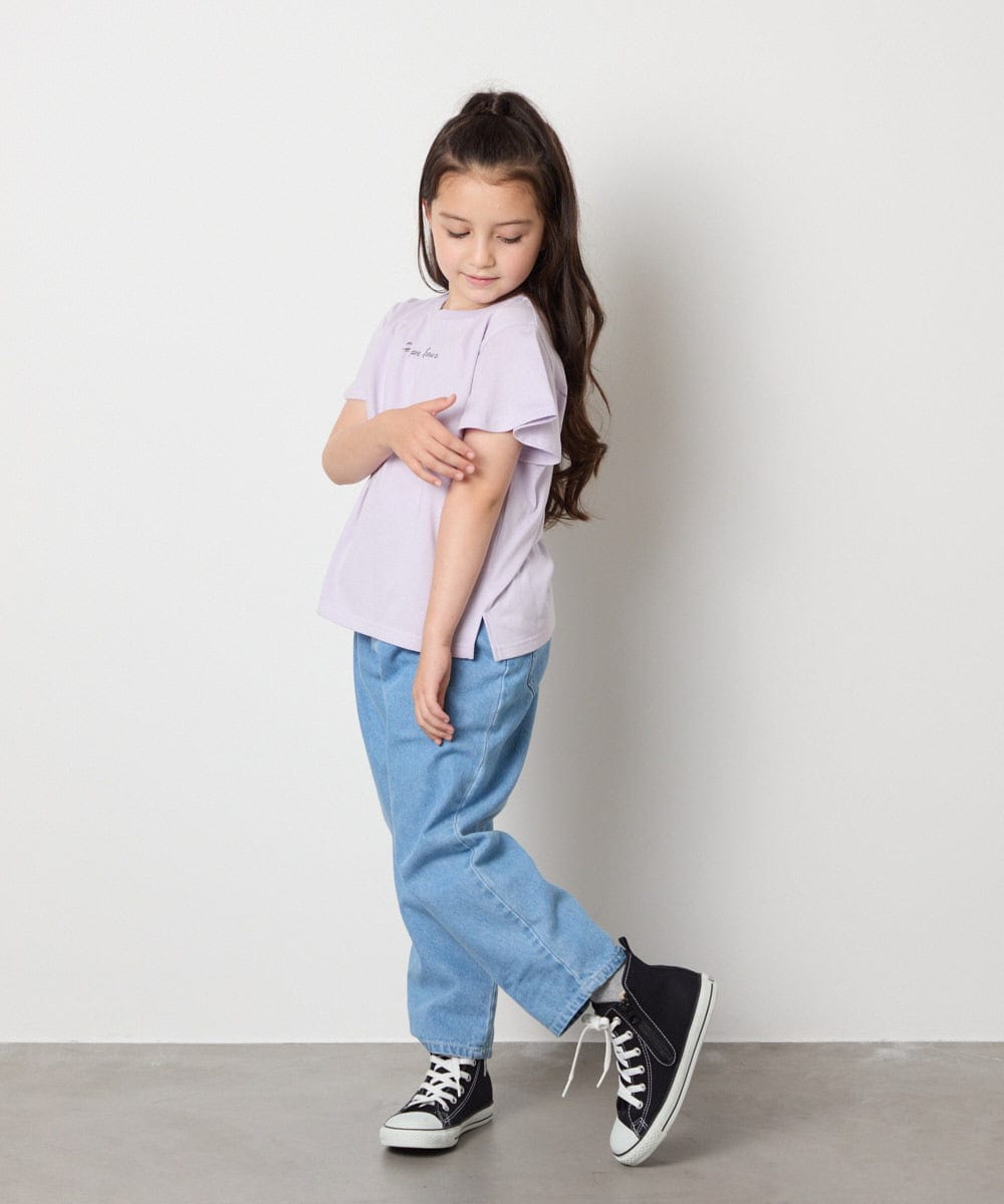KJKGA20009 a.v.v KIDS(アー・ヴェ・ヴェ) [100-160]【WEB限定/接触冷感】フレアスリーブプチロゴTシャツ ホワイト