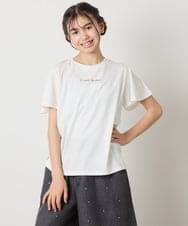 KJKGA20009 a.v.v KIDS(アー・ヴェ・ヴェ) [100-160]【WEB限定/接触冷感】フレアスリーブプチロゴTシャツ ホワイト