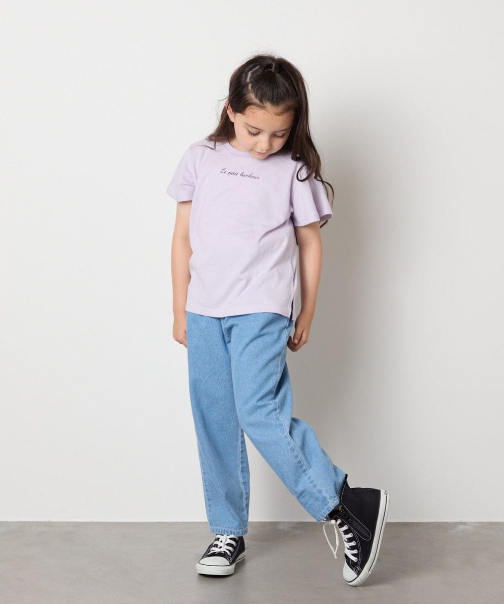 KJKGA20009 a.v.v KIDS(アー・ヴェ・ヴェ) [100-160]【WEB限定/接触冷感】フレアスリーブプチロゴTシャツ ホワイト