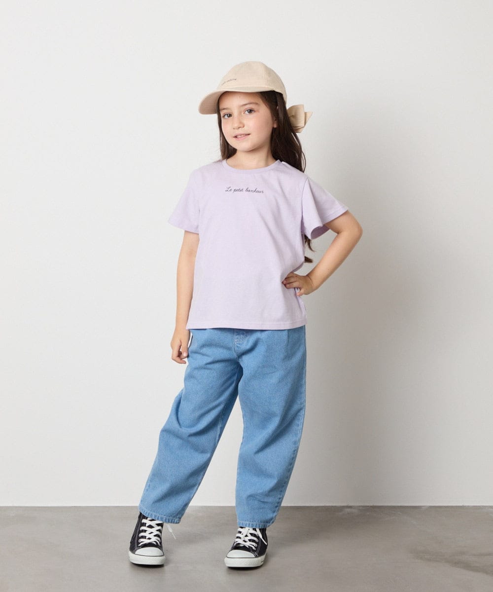 KJKGA20009 a.v.v KIDS(アー・ヴェ・ヴェ) [100-160]【WEB限定/接触冷感】フレアスリーブプチロゴTシャツ ホワイト