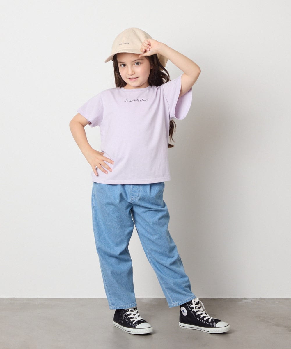 KJKGA20009 a.v.v KIDS(アー・ヴェ・ヴェ) [100-160]【WEB限定/接触冷感】フレアスリーブプチロゴTシャツ ホワイト