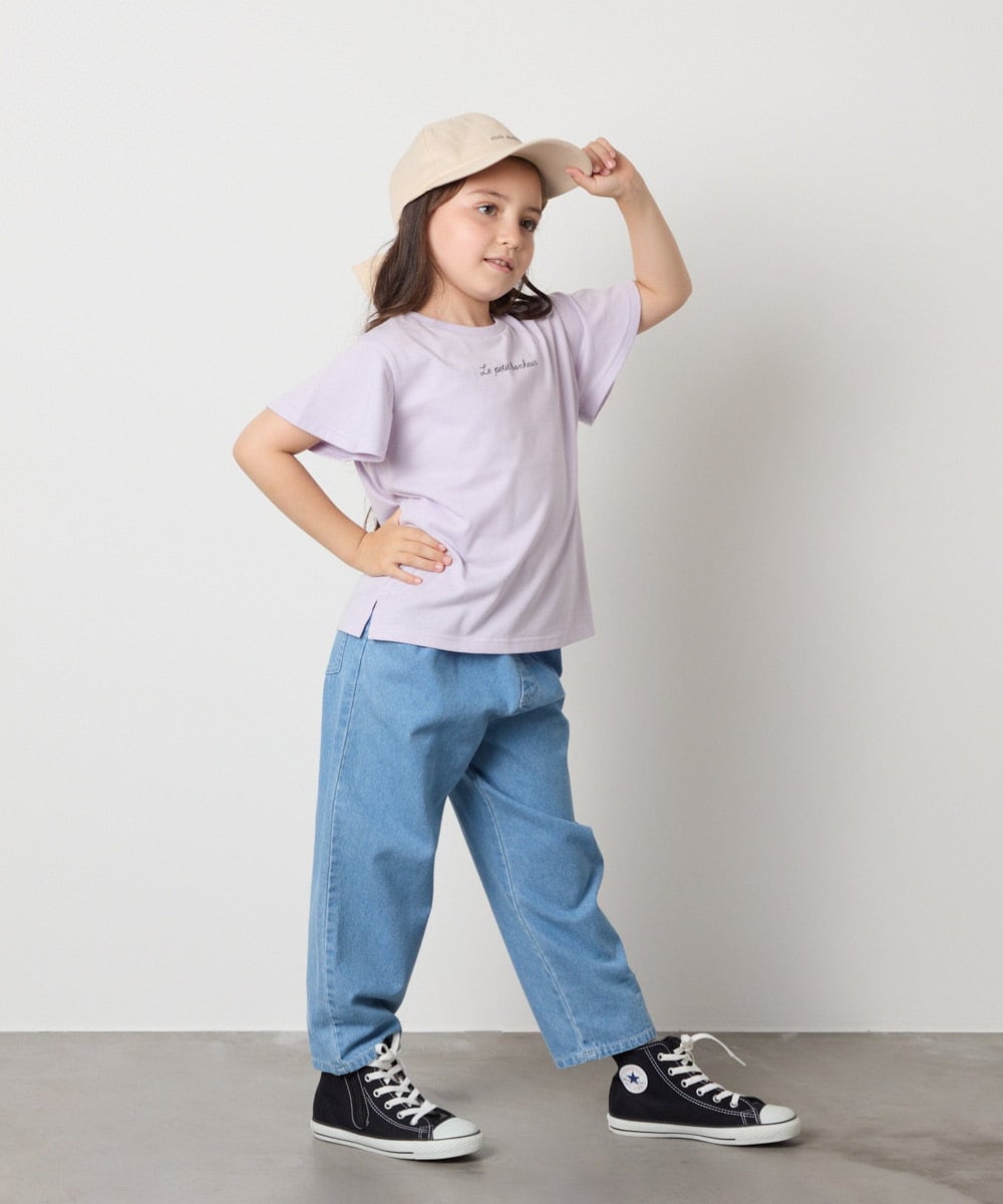 KJKGA20009 a.v.v KIDS(アー・ヴェ・ヴェ) [100-160]【WEB限定/接触冷感】フレアスリーブプチロゴTシャツ ホワイト