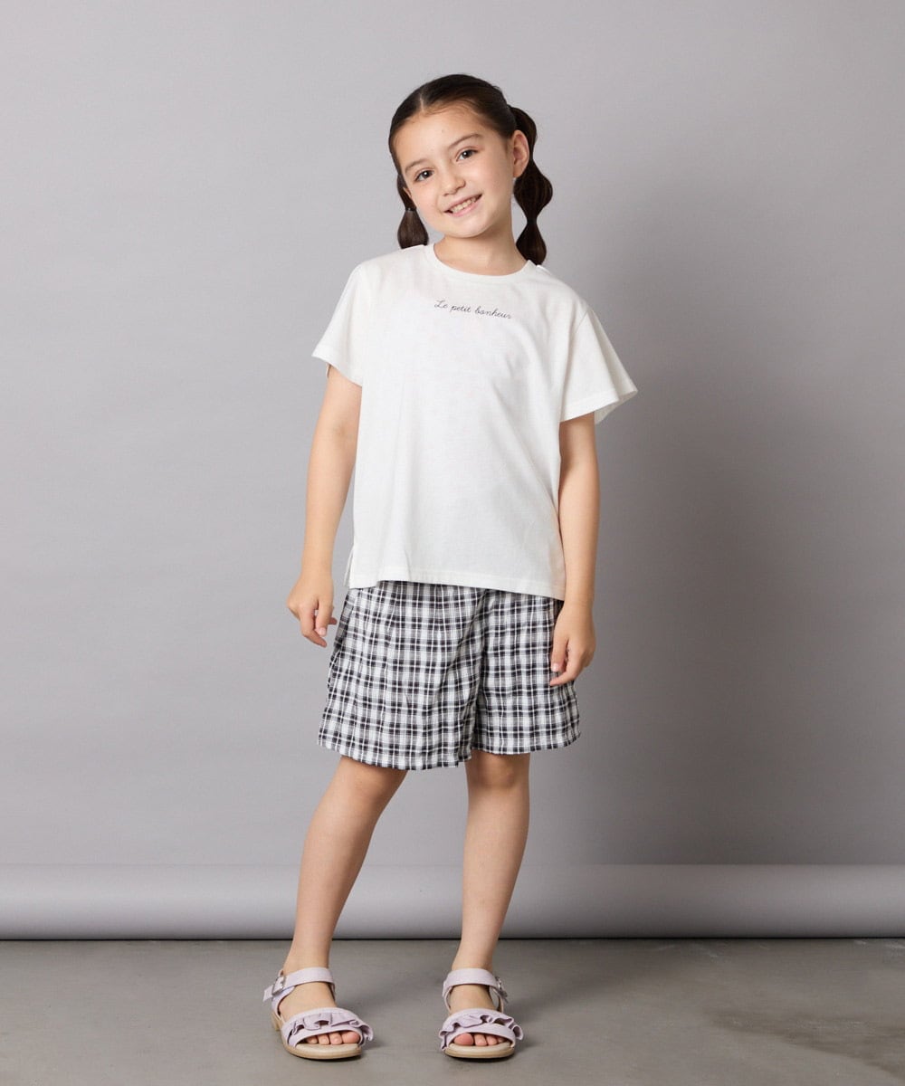 KJKGA20009 a.v.v KIDS(アー・ヴェ・ヴェ) [100-160]【WEB限定/接触冷感】フレアスリーブプチロゴTシャツ ホワイト