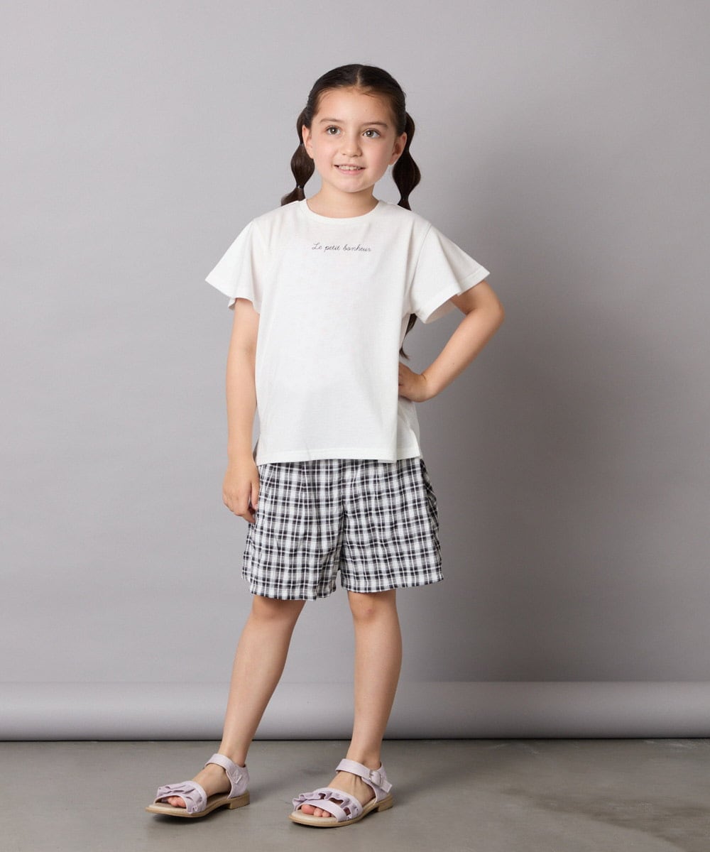 KJKGA20009 a.v.v KIDS(アー・ヴェ・ヴェ) [100-160]【WEB限定/接触冷感】フレアスリーブプチロゴTシャツ ホワイト