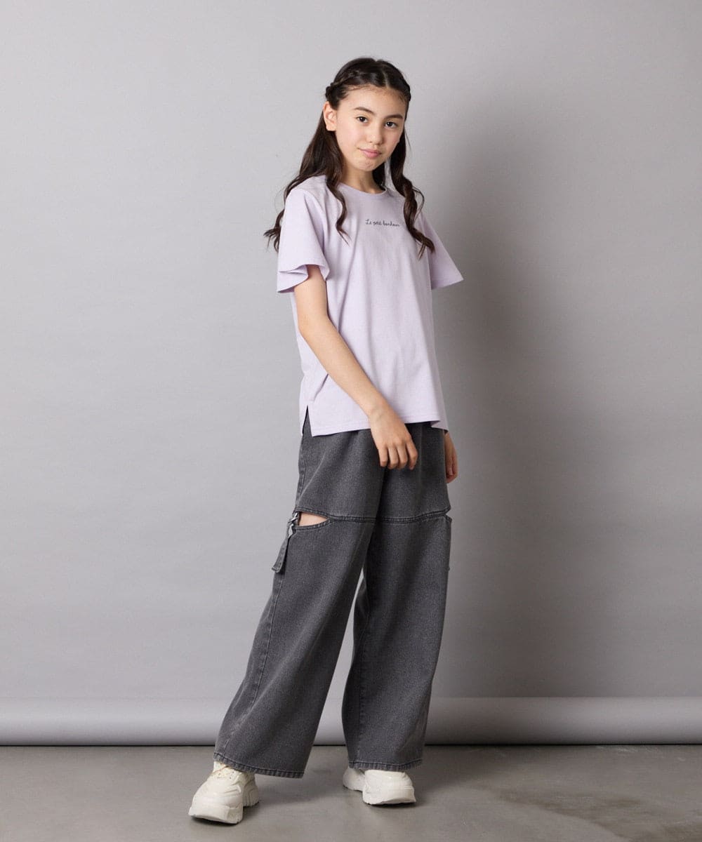 KJKGA20009 a.v.v KIDS(アー・ヴェ・ヴェ) [100-160]【WEB限定/接触冷感】フレアスリーブプチロゴTシャツ ホワイト