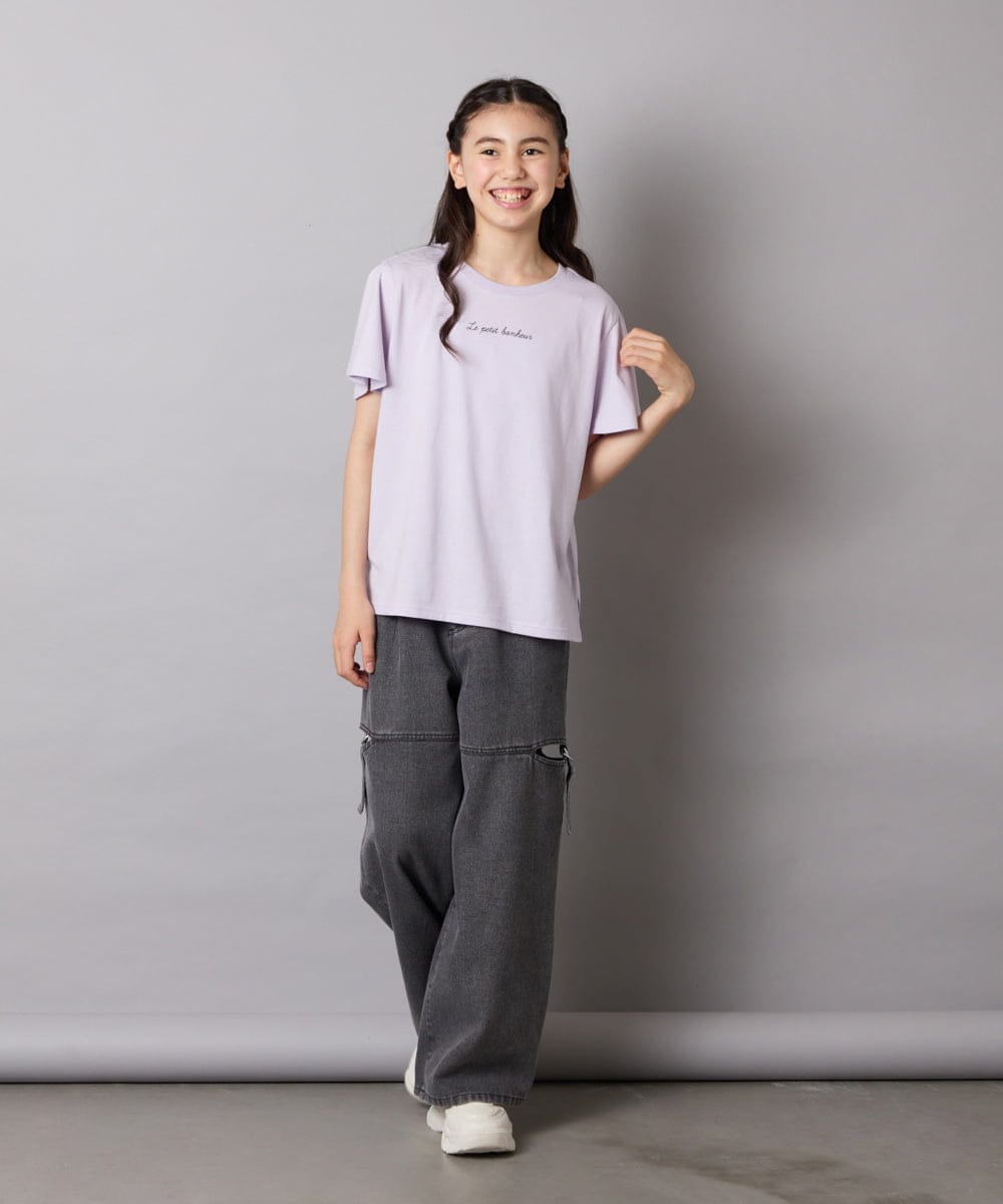 KJKGA20009 a.v.v KIDS(アー・ヴェ・ヴェ) [100-160]【WEB限定/接触冷感】フレアスリーブプチロゴTシャツ ホワイト